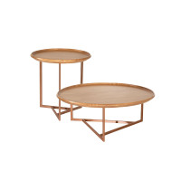 Manhattan Comfort 2-254051 Knickerbocker Modern Accent Table Set of 2 with Steel Base in Cinnamon